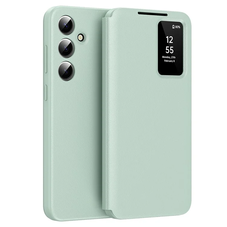 Cover per Samsung Galaxy S23 FE con Porta Carte Finestra Smart View in Pelle - Verde