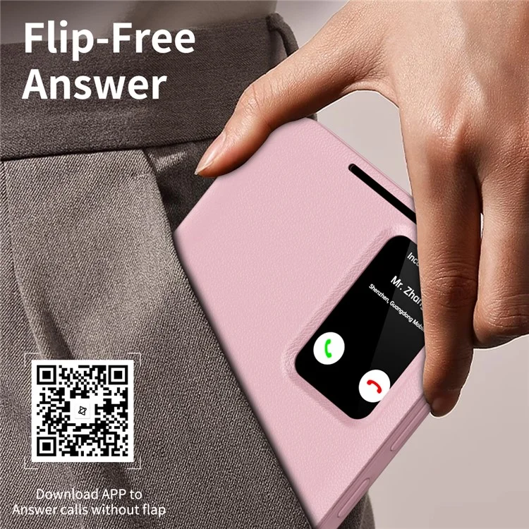 Für Samsung Galaxy S24 FE Hülle mit Kartenhalter Intelligente Sichtfenster Lederhülle für Smartphone - Rosa