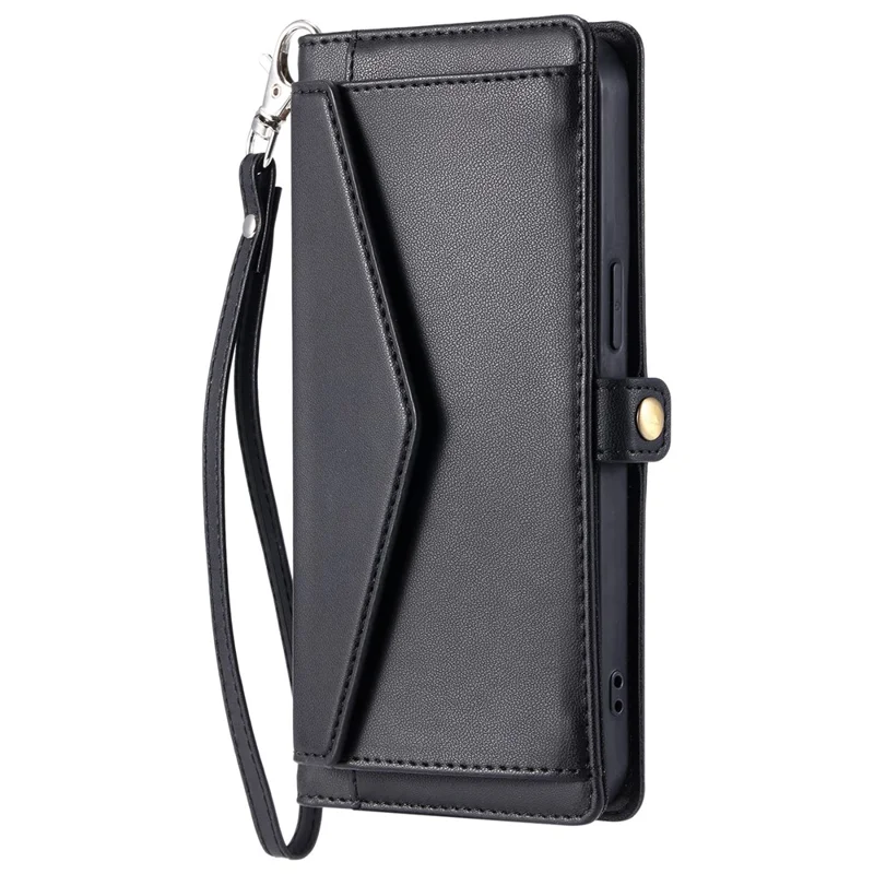 For Google Pixel 10 Pro XL Leather Case with Wrist Strap Wallet Stand Phone Cover - Black