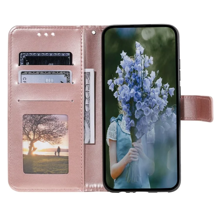 For Google Pixel 10 Pro XL Stand Case Imprinted Totem PU Leather Wallet Phone Cover - Rose Gold