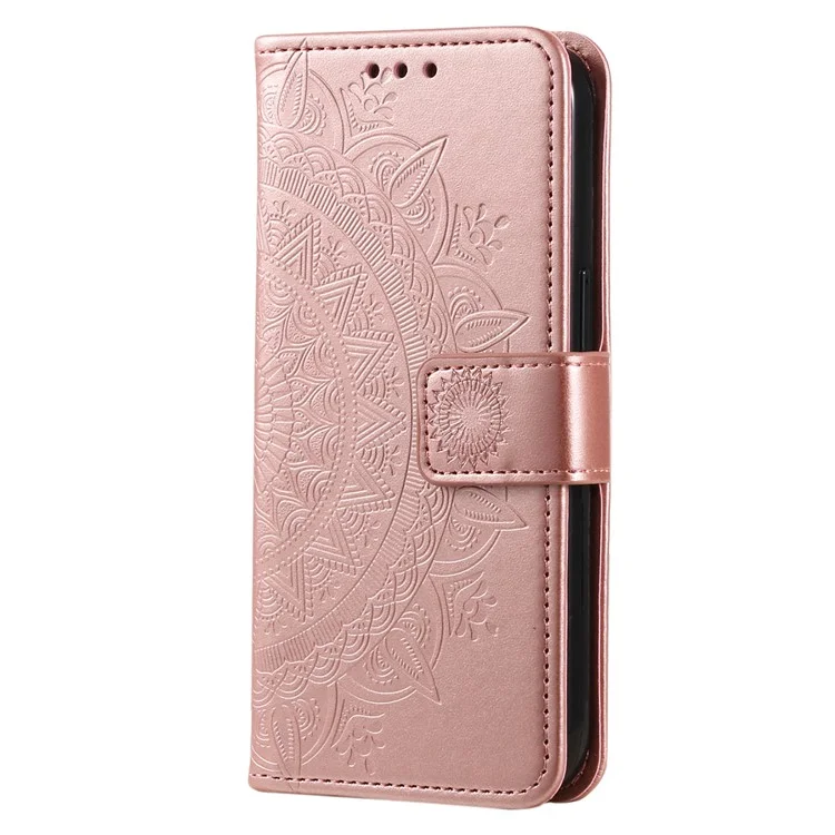 For Google Pixel 10 Pro XL Stand Case Imprinted Totem PU Leather Wallet Phone Cover - Rose Gold
