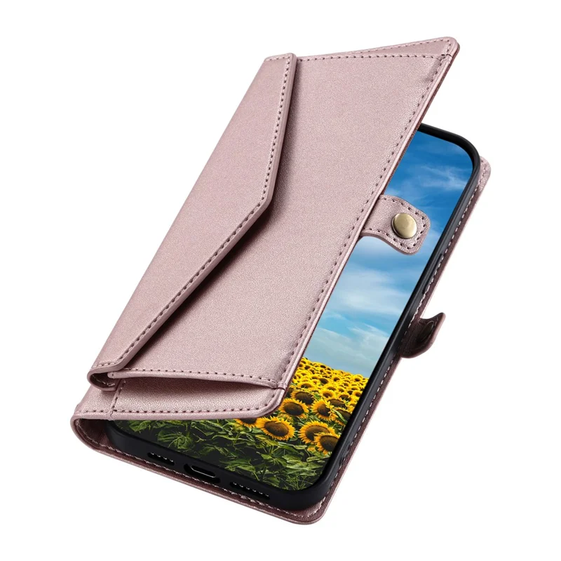 For Samsung Galaxy A06 5G Leather Case with Wrist Strap Wallet Stand Phone Cover - Rose Gold
