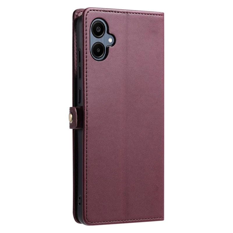 For Samsung Galaxy A06 5G Leather Case with Wrist Strap Wallet Stand Phone Cover - Wine Red