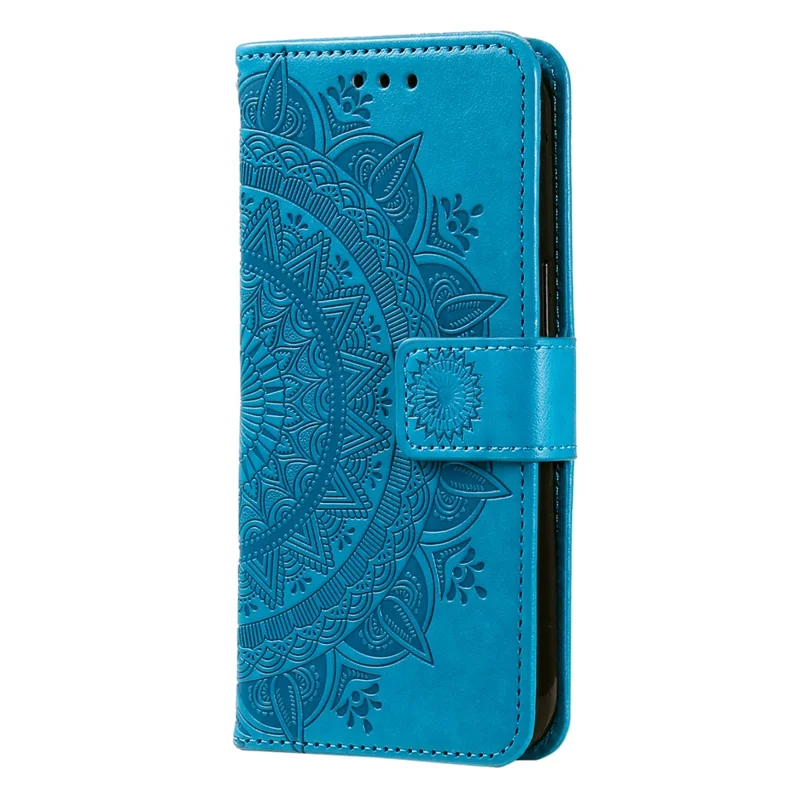 For Samsung Galaxy A06 5G Stand Case Imprinted Totem PU Leather Wallet Phone Cover - Blue