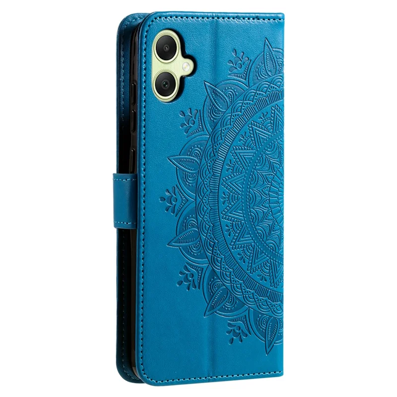 For Samsung Galaxy A06 5G Stand Case Imprinted Totem PU Leather Wallet Phone Cover - Blue