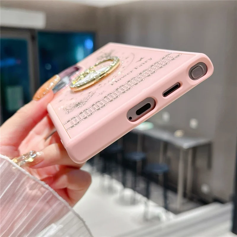 For Samsung Galaxy S25 Ultra Case Flower Fairy Pattern TPU + PC Phone Back Cover with Kickstand - Pink