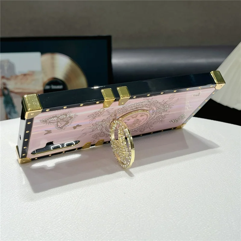 Voor Samsung Galaxy A55 5G hoesjes met strassdecoratie vlindermotief TPU + PC telefoonhoes - Roze