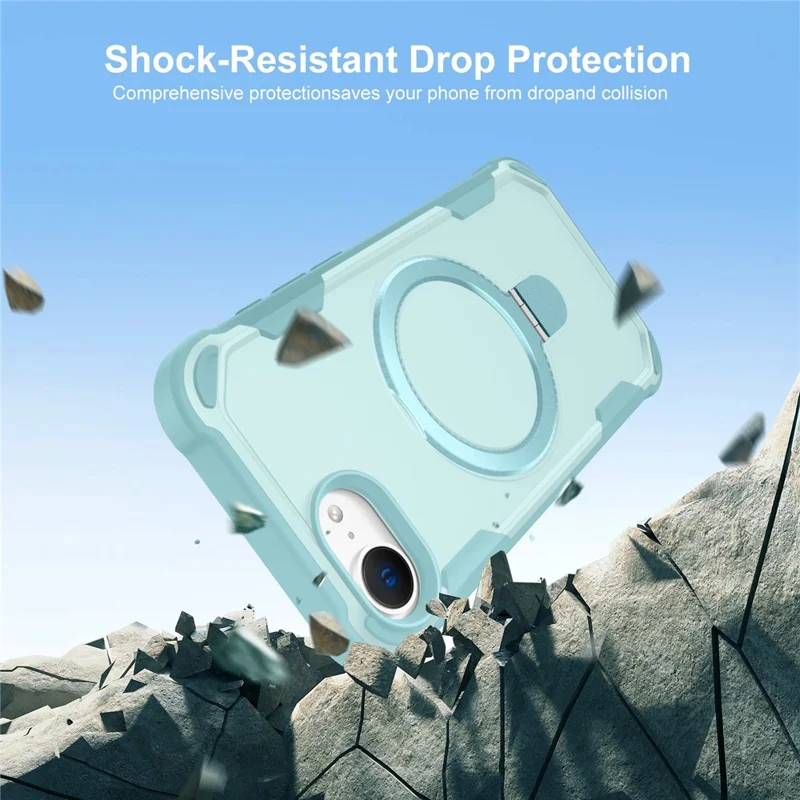 For iPhone 17e / 16e Case Compatible with MagSafe Kickstand TPU + PC Shockproof Phone Back Cover - Lake Blue