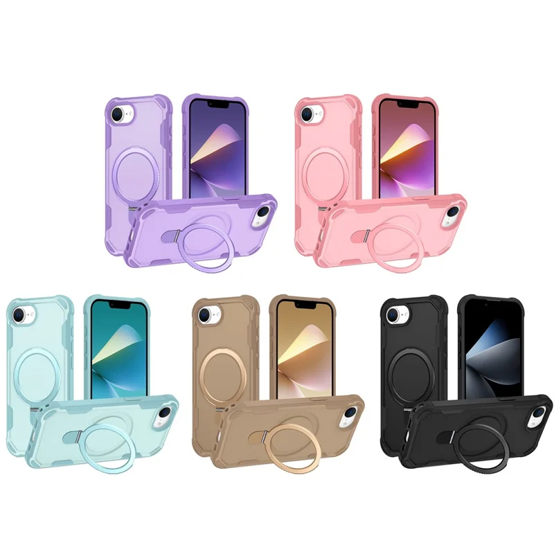 For iPhone 17e / 16e Case Compatible with MagSafe Kickstand TPU + PC Shockproof Phone Back Cover - Lake Blue