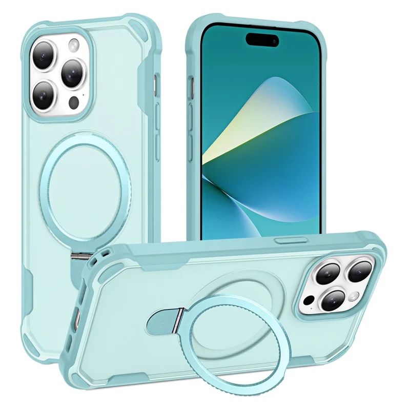 For iPhone 16 Pro Max Case Compatible with MagSafe Kickstand TPU + PC Shockproof Phone Back Cover - Lake Blue