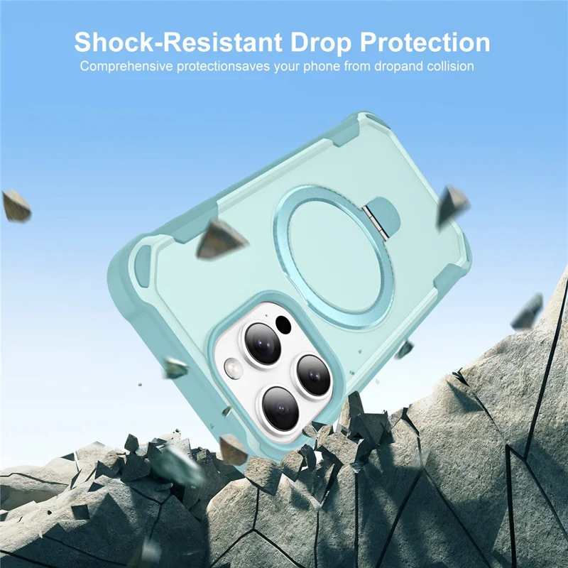 For iPhone 16 Pro Max Case Compatible with MagSafe Kickstand TPU + PC Shockproof Phone Back Cover - Lake Blue