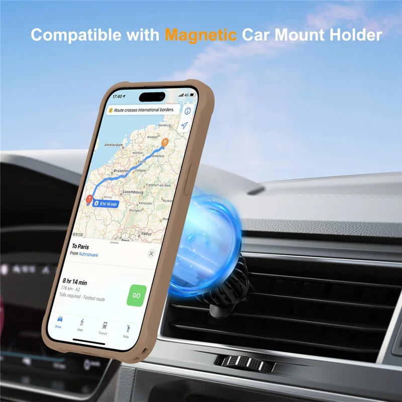 For iPhone 15 Pro Max Case Compatible with MagSafe Kickstand TPU + PC Shockproof Phone Back Cover - Gold