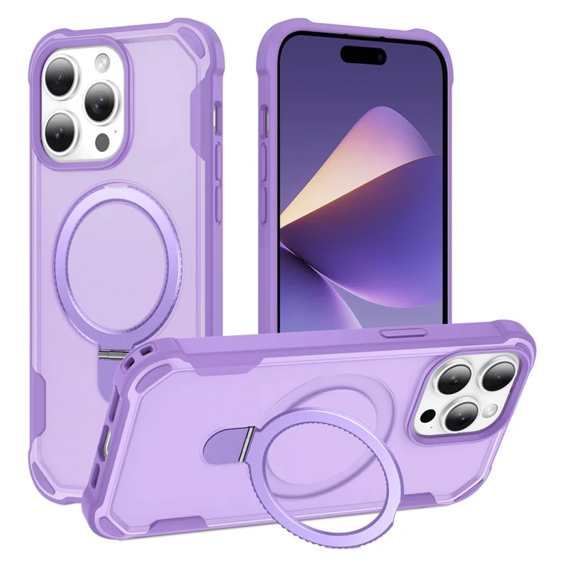 For iPhone 14 Pro Case Compatible with MagSafe Kickstand TPU + PC Shockproof Phone Back Cover - Purple