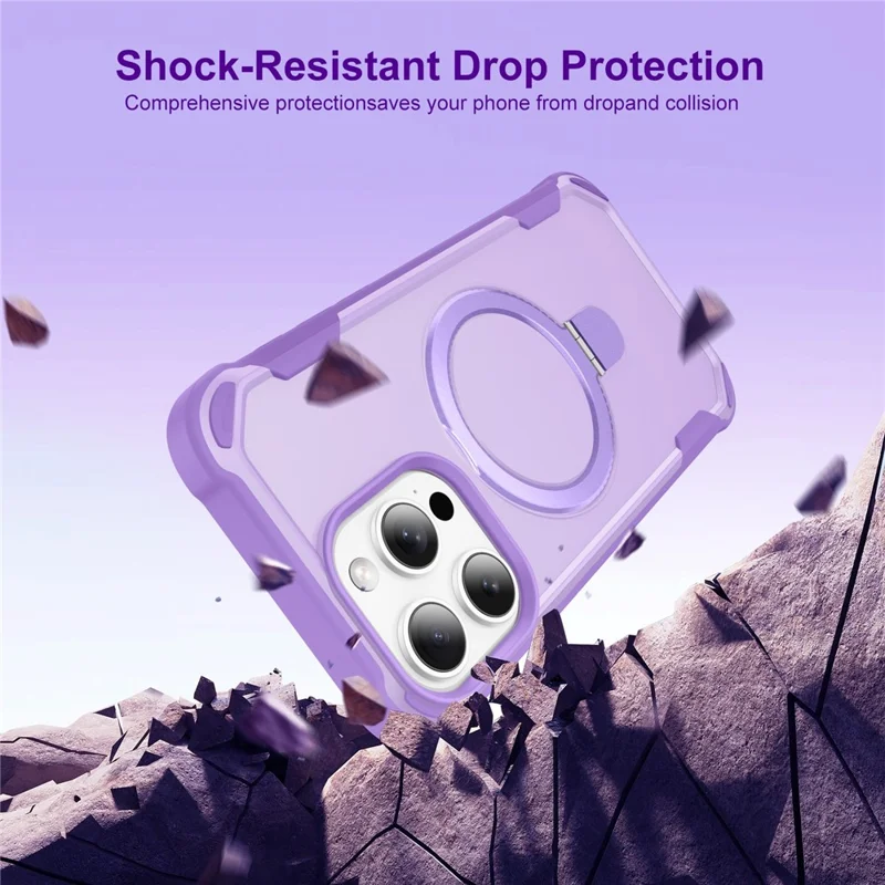 For iPhone 14 Pro Case Compatible with MagSafe Kickstand TPU + PC Shockproof Phone Back Cover - Purple