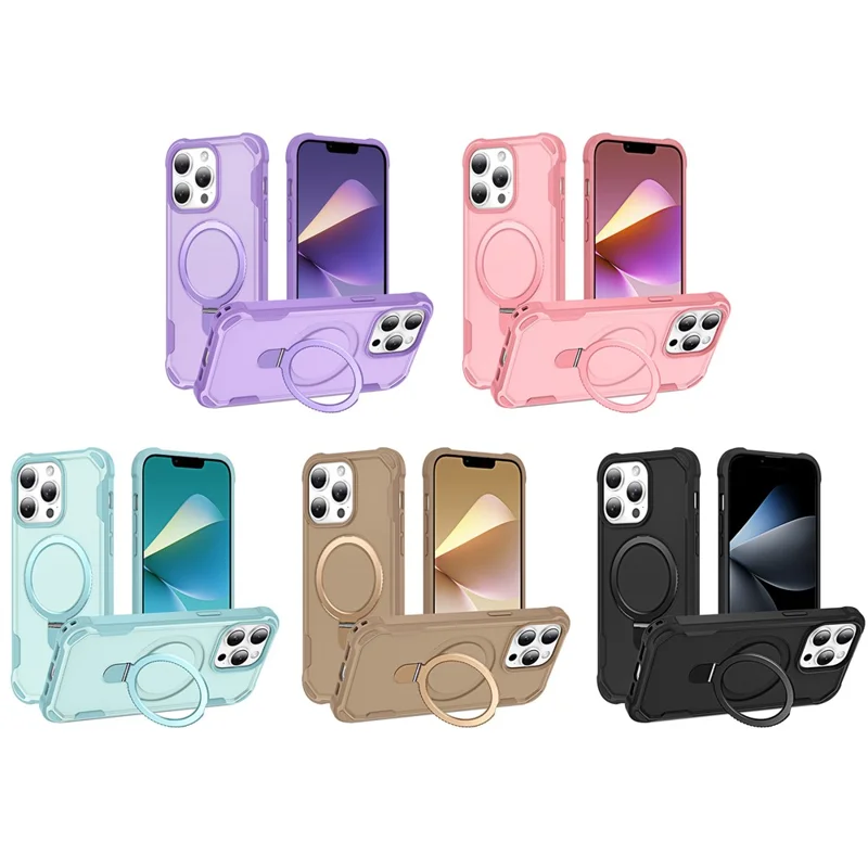 For iPhone 13 Pro Case Compatible with MagSafe Kickstand TPU + PC Shockproof Phone Back Cover - Pink