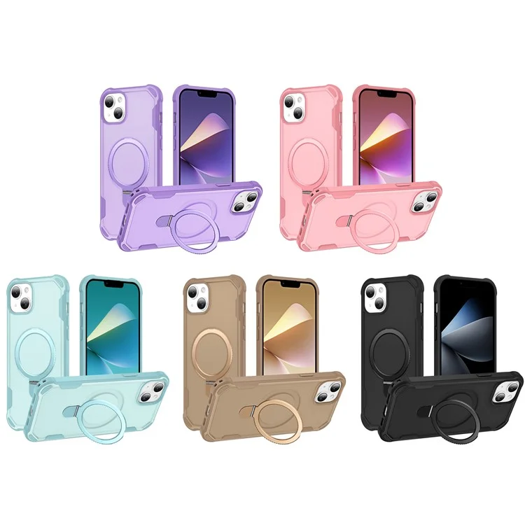 For iPhone 13 Case Compatible with MagSafe Kickstand TPU + PC Shockproof Phone Back Cover - Black