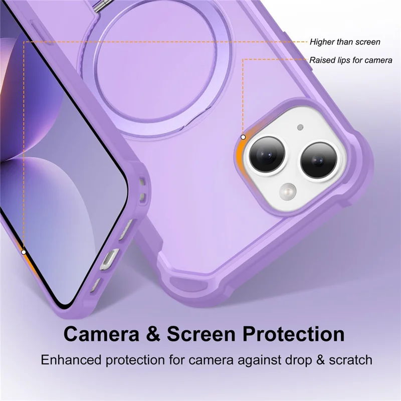 For iPhone 14 Case Compatible with MagSafe Kickstand TPU + PC Shockproof Phone Back Cover - Purple