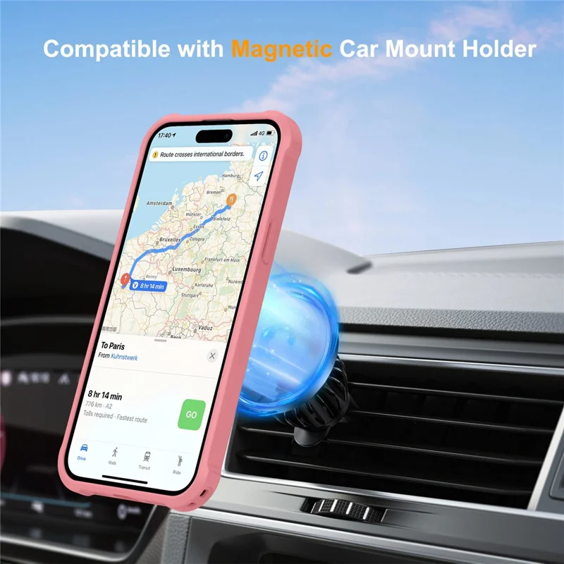 For iPhone 15 Case Compatible with MagSafe Kickstand TPU + PC Shockproof Phone Back Cover - Pink