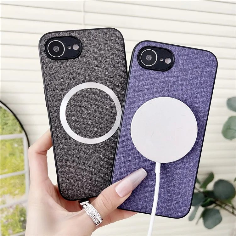 Cover per iPhone 16e Antiurto in TPU + Tessuto Compatibile con MagSafe - Arancione