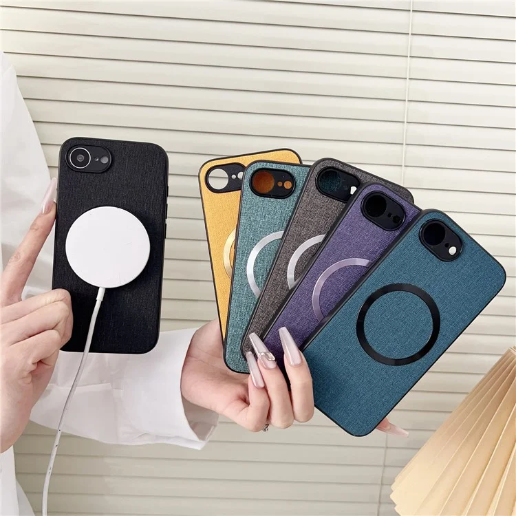 Cover per iPhone 16e Antiurto in TPU + Tessuto Compatibile con MagSafe - Arancione