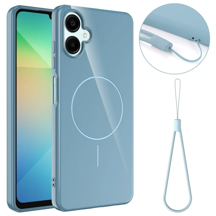 Per Samsung Galaxy A06 4G Custodia Magnetica Compatibile con MagSafe Custodia Posteriore in TPU con Cordino - Blu