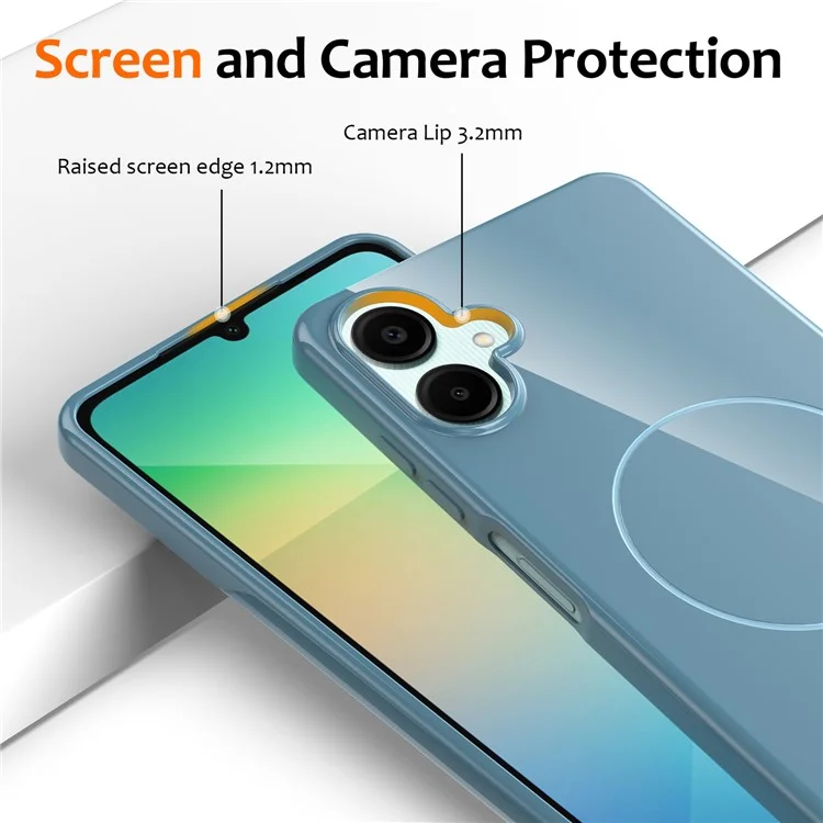Per Samsung Galaxy A06 4G Custodia Magnetica Compatibile con MagSafe Custodia Posteriore in TPU con Cordino - Blu