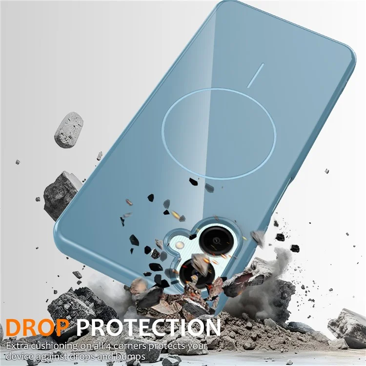 Per Samsung Galaxy A06 4G Custodia Magnetica Compatibile con MagSafe Custodia Posteriore in TPU con Cordino - Blu