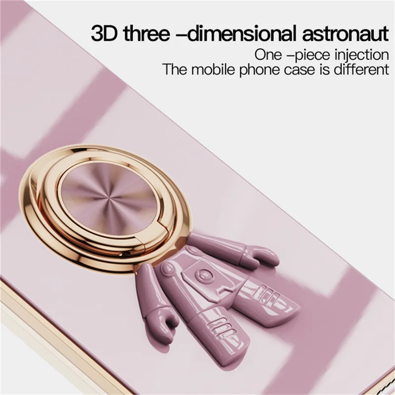 For Samsung Galaxy S24+ Case with Astronaut Ring Kickstand 6D Electroplating TPU Phone Cover - Purple