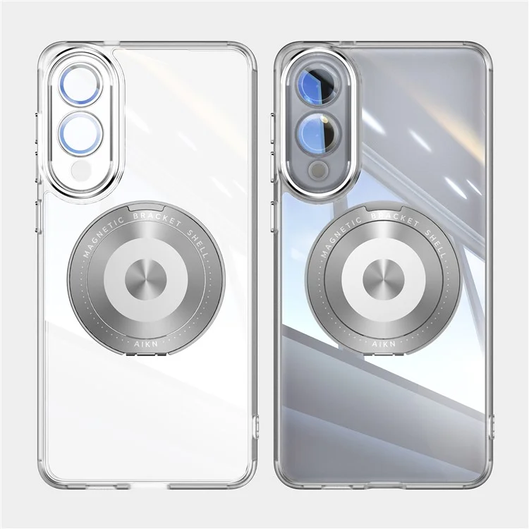 For Samsung Galaxy S25 Edge Magnetic Case PC + TPU Phone Cover with Rotating Metal Kickstand, Lens Protector - Matte White