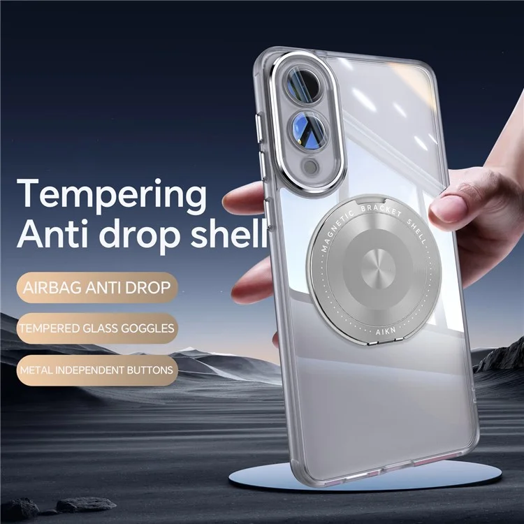 For Samsung Galaxy S25 Edge Magnetic Case PC + TPU Phone Cover with Rotating Metal Kickstand, Lens Protector - Matte White