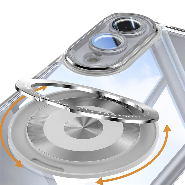 For Samsung Galaxy S25 Edge Magnetic Case PC + TPU Phone Cover with Rotating Metal Kickstand, Lens Protector - Matte White