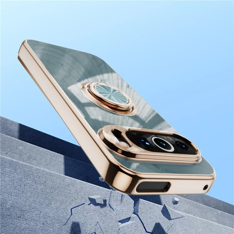 Capa para Google Pixel 9 Pro XL com Recortes Precisos, TPU com Eletroplastia 6D, Suporte de Anel - Cinza