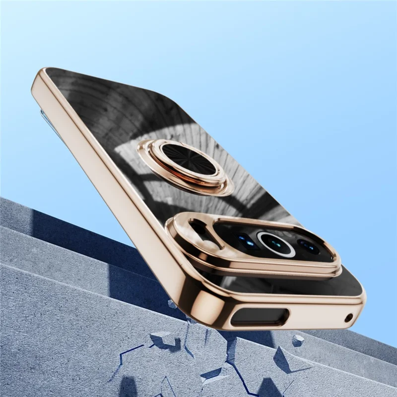 For Google Pixel 9 Pro XL Case Precise Cutouts 6D Electroplating TPU Phone Cover with Ring Holder - Black