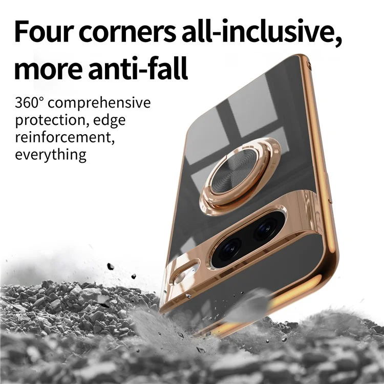 Funda para Google Pixel 8 con Cortes Precisos, TPU Electropulido con Soporte de Anillo - Verde Medianoche