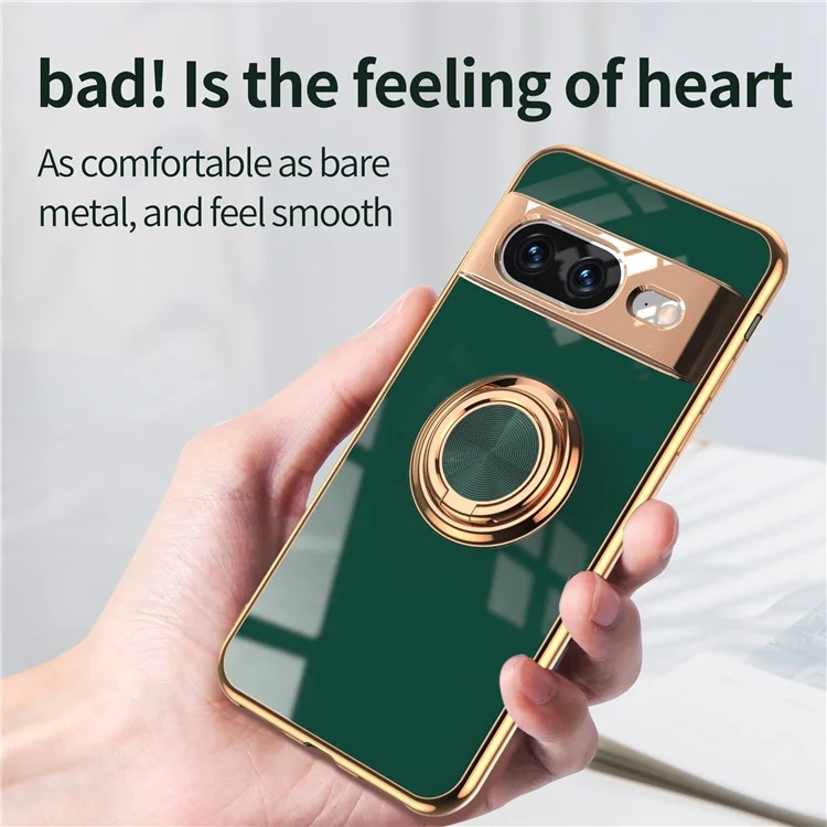 Funda para Google Pixel 8 con Cortes Precisos, TPU Electropulido con Soporte de Anillo - Verde Medianoche