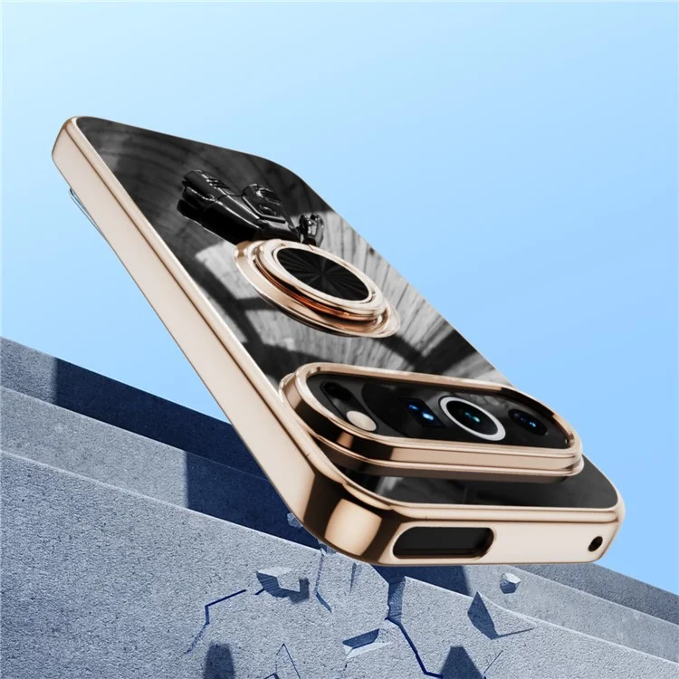 Für Google Pixel 9 / 9 Pro Hülle mit Astronauten-Ring-Ständer 6D Elektroplatting TPU Handyhülle - Schwarz
