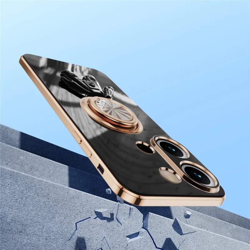 Für Xiaomi Redmi Note 13 Pro 4G / Poco M6 Pro 4G Hülle mit Astronauten-Ringhalterung 6D Elektroplatting TPU Handyhülle - Schwarz