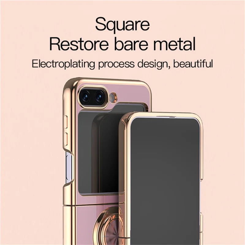 For Samsung Galaxy Z Flip5 5G Case with Astronaut Ring Kickstand 6D Electroplating TPU Phone Cover - Purple