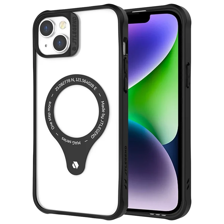 Tlegend DX Mag Militar Military Grade Telepo Para Iphone 14 Plus, TPU TPU + PC Protetive Back Cover Con el Marco de la Cámara Soporte de Carga Inalámbrica - Negro
