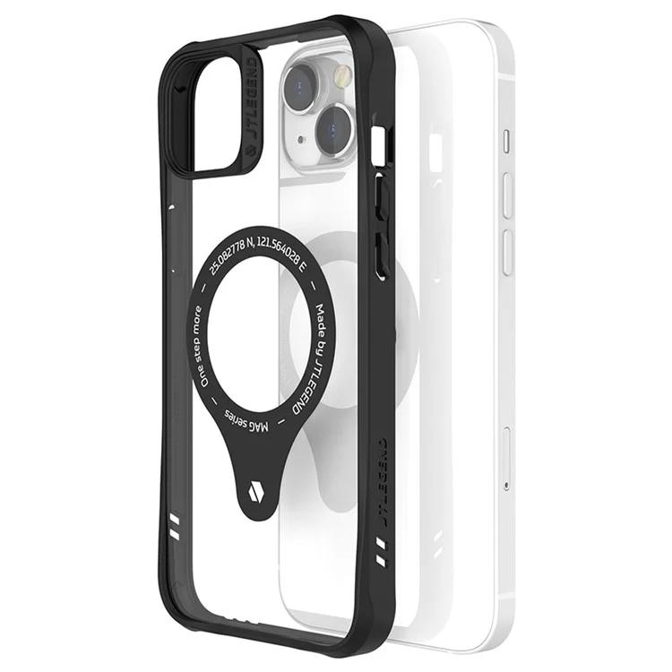 Tlegend DX Mag Militar Military Grade Telepo Para Iphone 14 Plus, TPU TPU + PC Protetive Back Cover Con el Marco de la Cámara Soporte de Carga Inalámbrica - Negro
