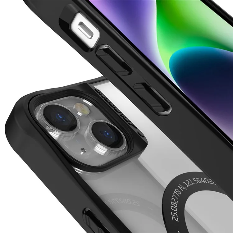 Tlegend DX Mag Militar Military Grade Telepo Para Iphone 14 Plus, TPU TPU + PC Protetive Back Cover Con el Marco de la Cámara Soporte de Carga Inalámbrica - Negro