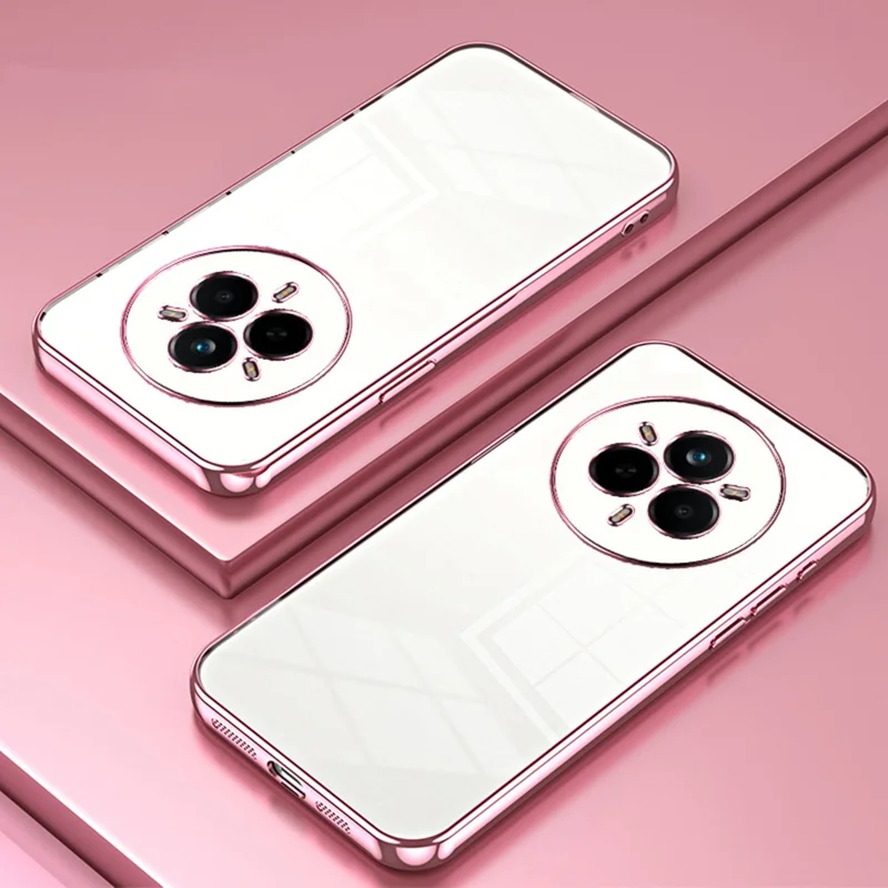 Voor Realme 14 Pro 5G hoesje Electrolytisch verzinkt frame zachte TPU telefoonhoes - Roze