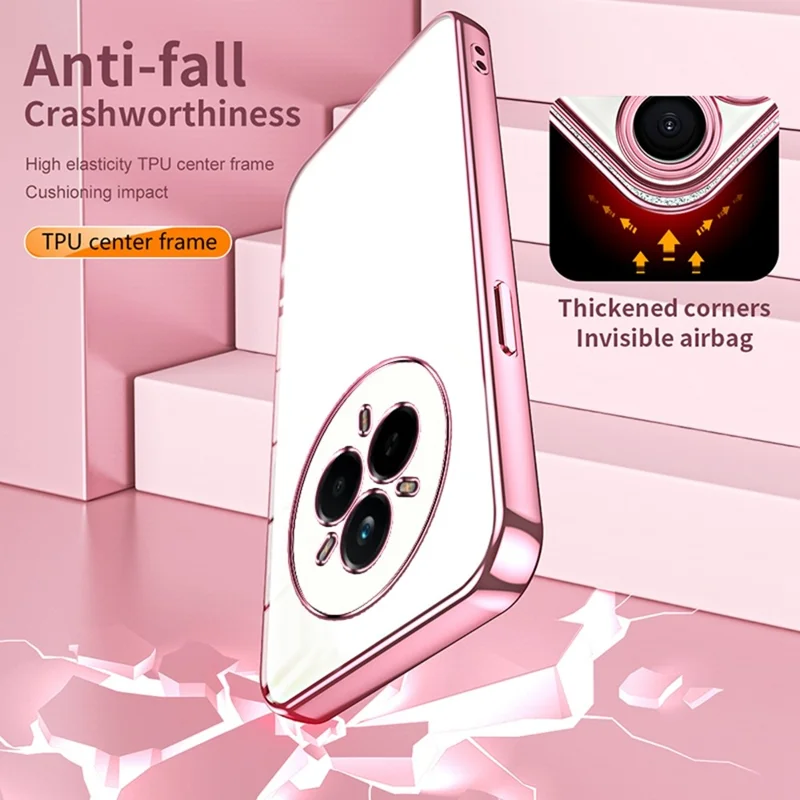 Voor Realme 14 Pro 5G hoesje Electrolytisch verzinkt frame zachte TPU telefoonhoes - Roze