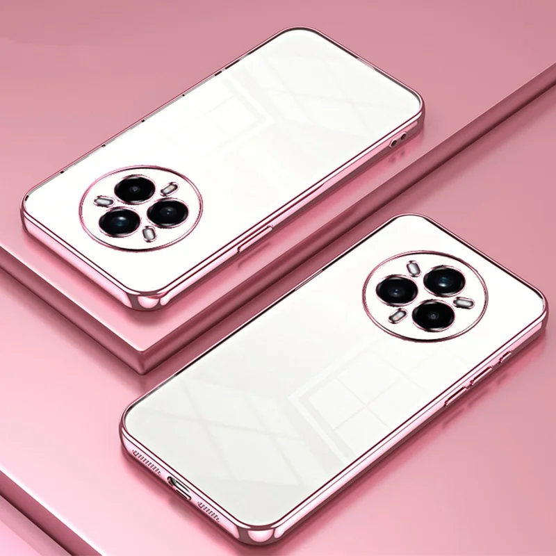 For Realme 14 Pro+ 5G Case Electroplating Frame Soft TPU Phone Cover - Pink