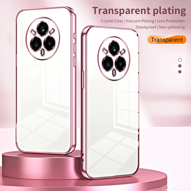For Realme 14 Pro+ 5G Case Electroplating Frame Soft TPU Phone Cover - Pink