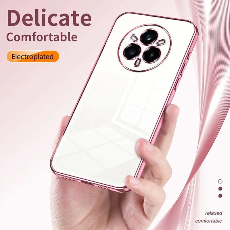For Realme 14 Pro+ 5G Case Electroplating Frame Soft TPU Phone Cover - Pink