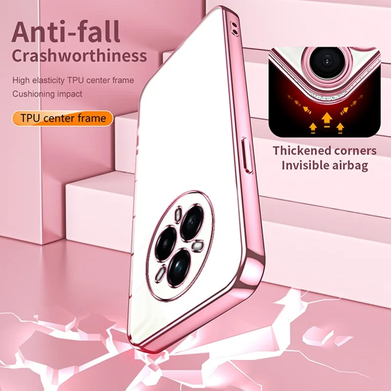For Realme 14 Pro+ 5G Case Electroplating Frame Soft TPU Phone Cover - Pink