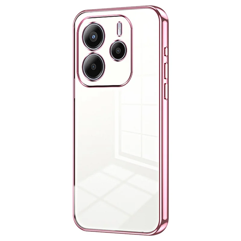 För Xiaomi Redmi Note 14 4G (163,25 mm) skal Elektropläterad ram Mjukt TPU-telefonskal - Rosa