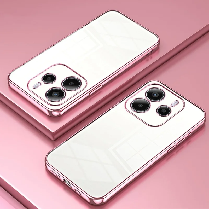 För Xiaomi Redmi Note 14 4G (163,25 mm) skal Elektropläterad ram Mjukt TPU-telefonskal - Rosa