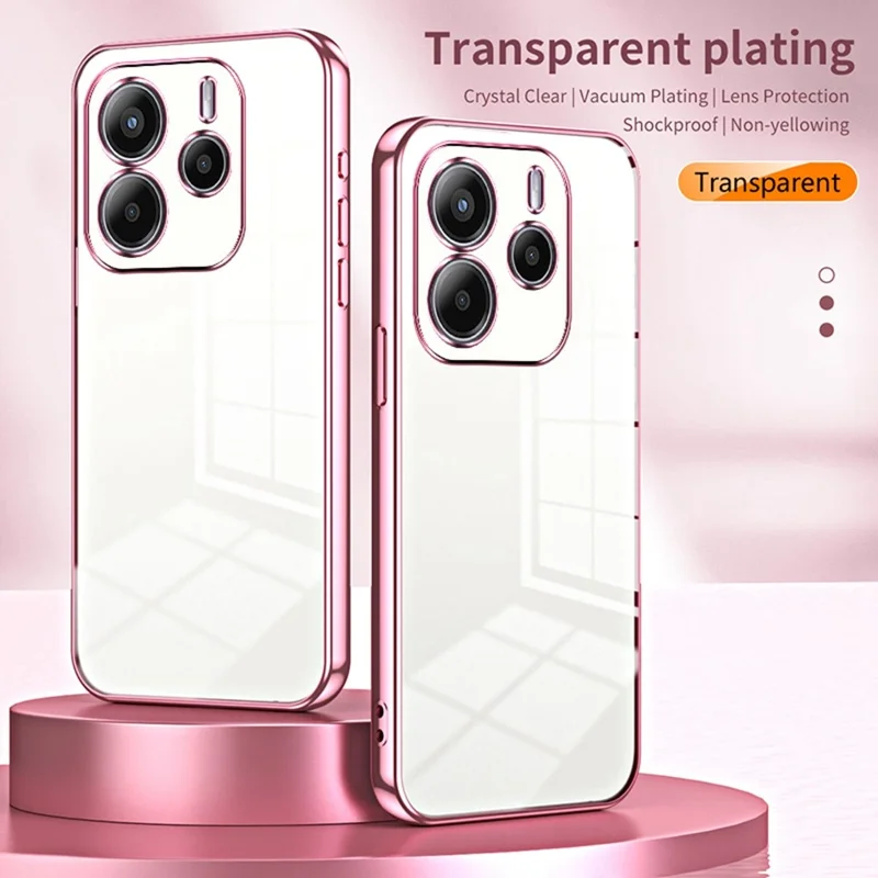 För Xiaomi Redmi Note 14 4G (163,25 mm) skal Elektropläterad ram Mjukt TPU-telefonskal - Rosa
